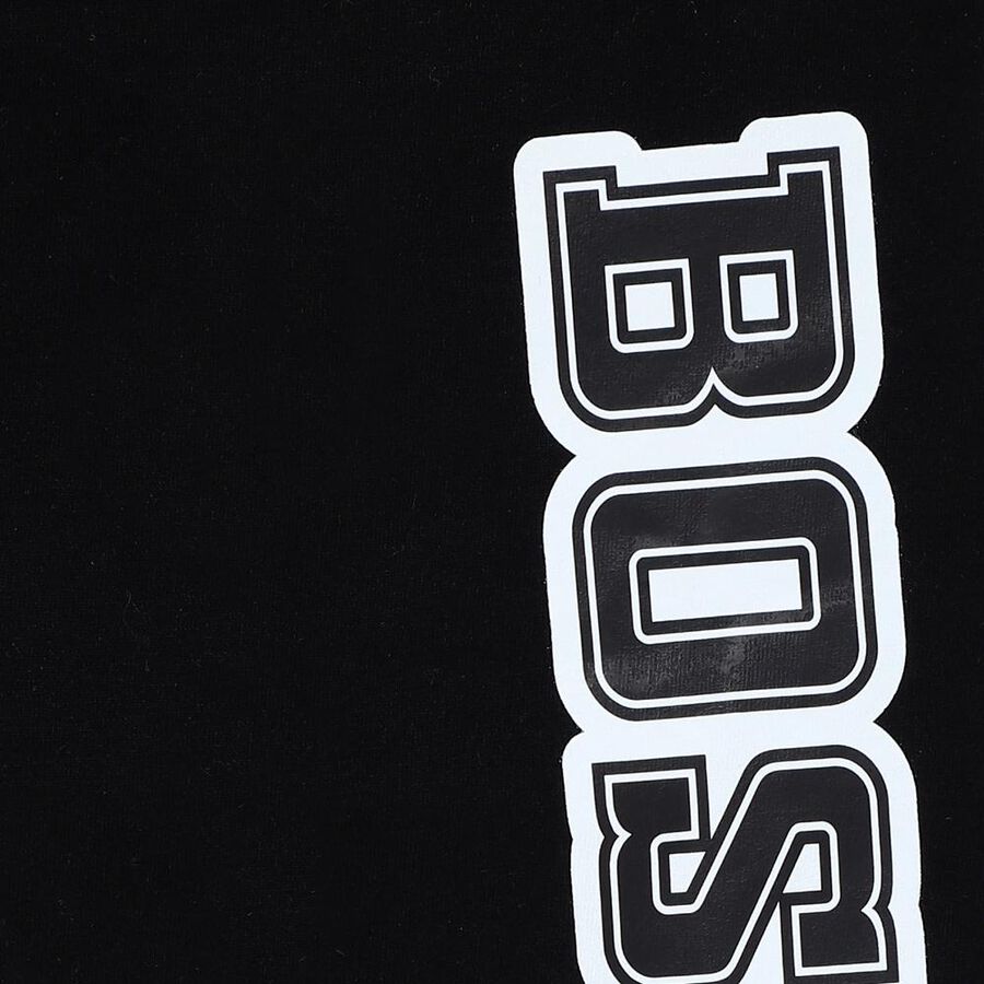 Boys' Jet Black Cotton Blend Boston Printed Pyjama, Black, large image number null