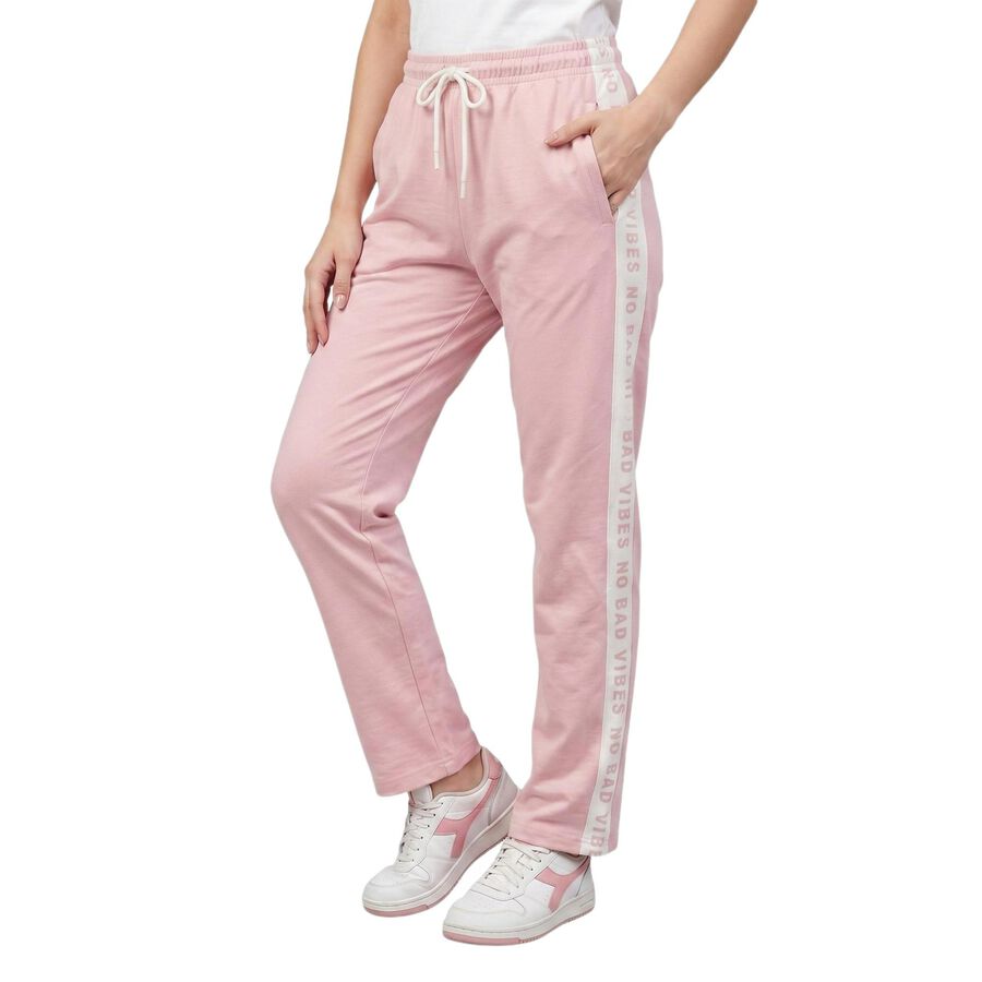 Women's Lilac Straight Fit Side-Tape Track Pants, Lilac, large
