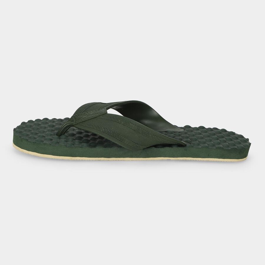 Men's Olive Green Flip-Flop Slippers, ओलिव, large