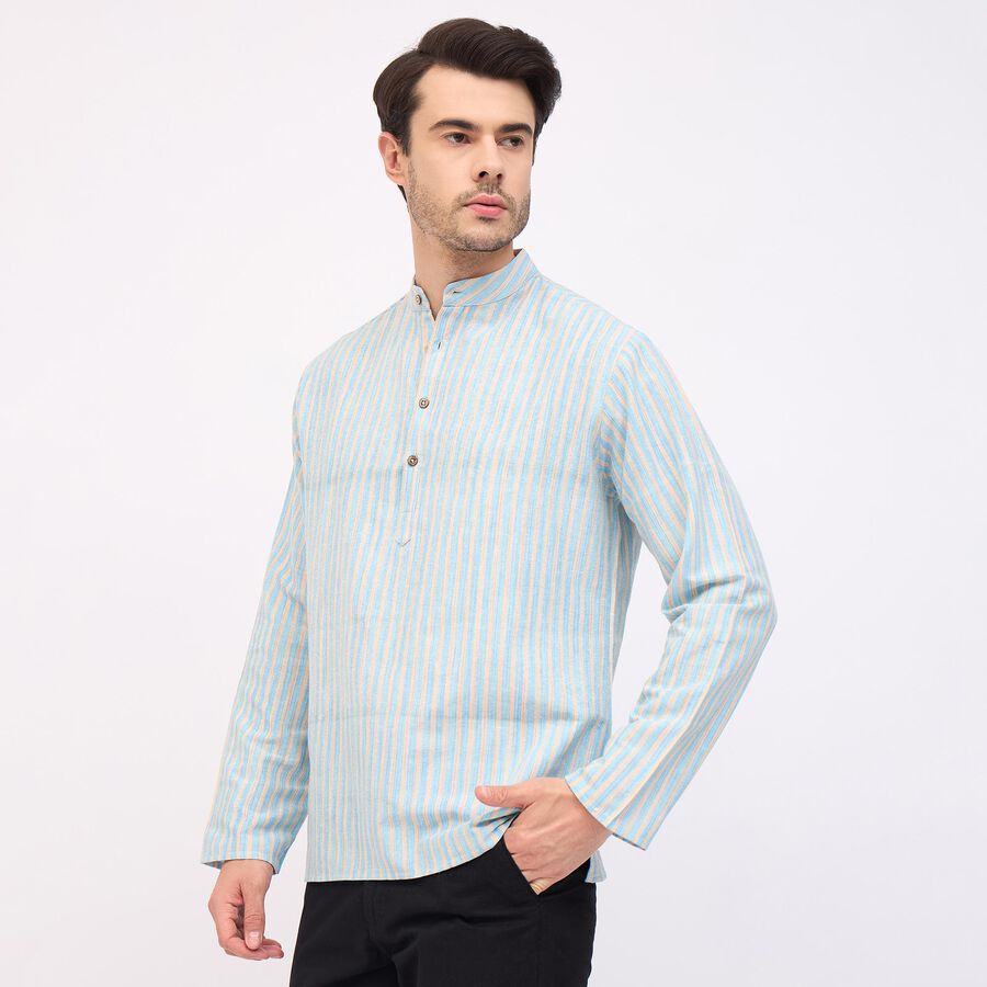 Men's Mandarin Collar Kurta, Light Blue, large image number null