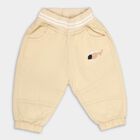 Infants Light Beige Elastic Waist Embroidered Trousers, Beige, small image number null