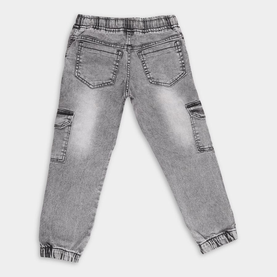 Boys' Faded Grey Cargo Fit Jeans, हल्का ग्रे, large image number null