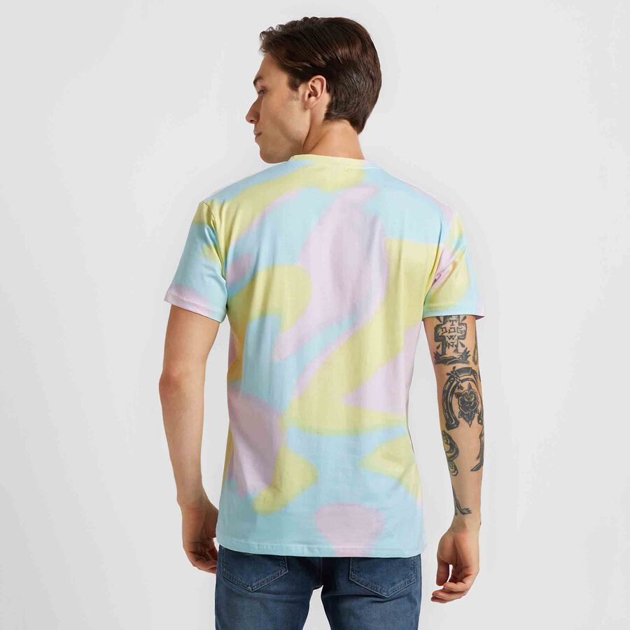 Printed Round Neck T-Shirt, Sky Blue, large image number null