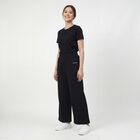 Women's Black Tapered Fit Elastic Waist Track Pants, Black, small