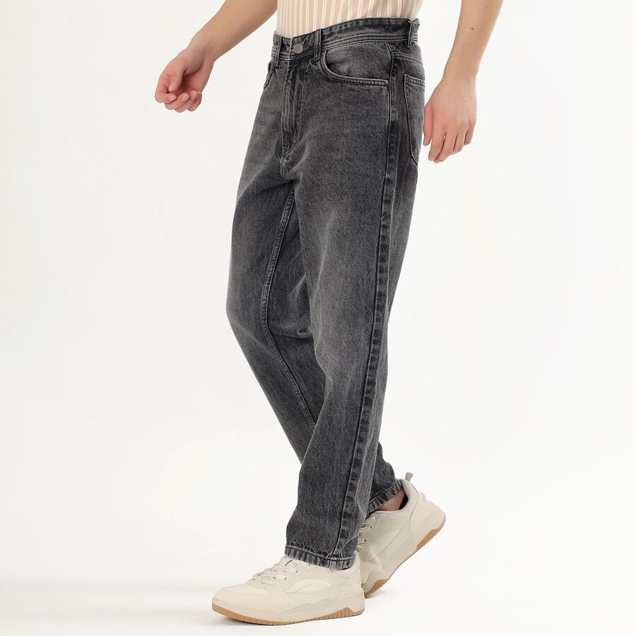 Men's Washed Black Straight Fit Jeans, हल्का ग्रे, large image number null