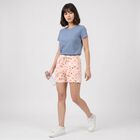 Women's White Regular Fit Heart Print Shorts, White, small