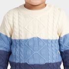 Infants' Blue Crew Neck Knitted Pullover, Mid Blue, small