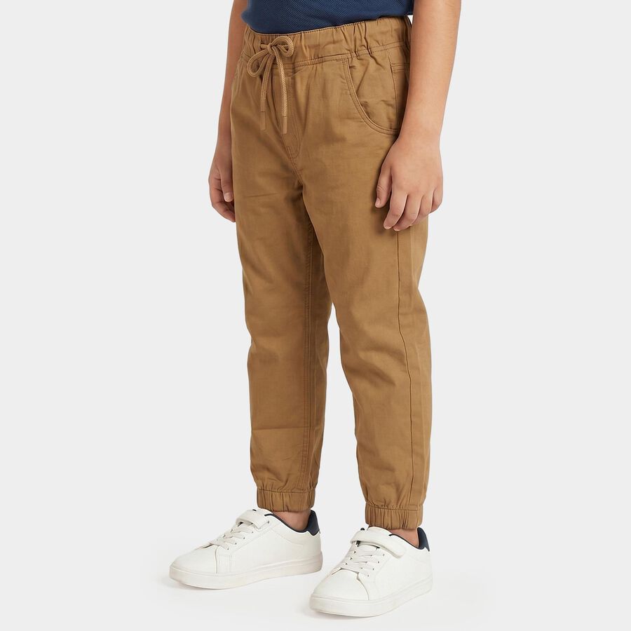 Boys' Brown Regular Fit Drawstring Jogger Trousers, Brown, large
