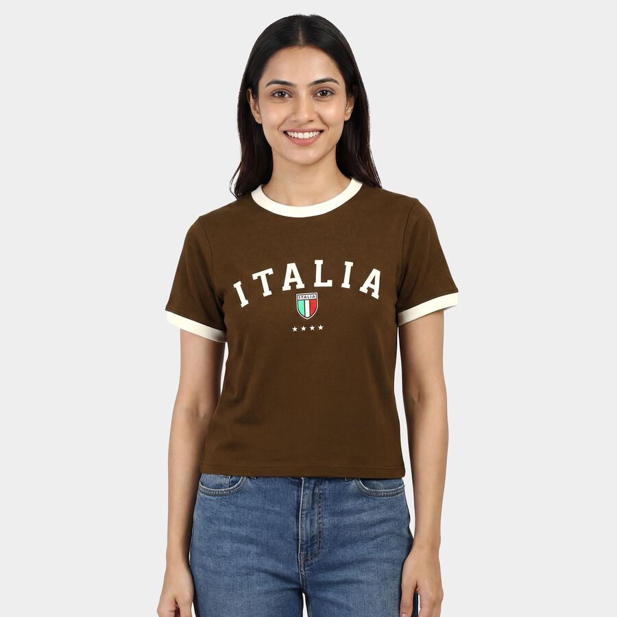 Ladies' Round Neck T-Shirt, Olive, large