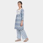 Girls Blue Round Neck Fusion Set Fusion Set, मध्यम नीला, small