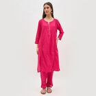 Women's Bright Fuchsia Pink Cotton Solid Ethnic Set, Fuchsia, small image number null