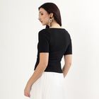 Women's Jet Black Round Neck Minimalist Top, Black, small