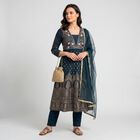 Women's Teal Embroidered Ethnic Set, Teal Blue, small