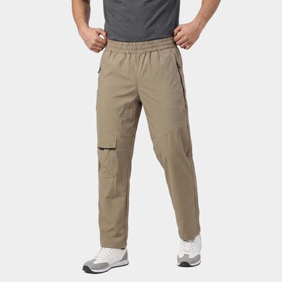 Men's Beige Straight Fit Cargo Track Pants