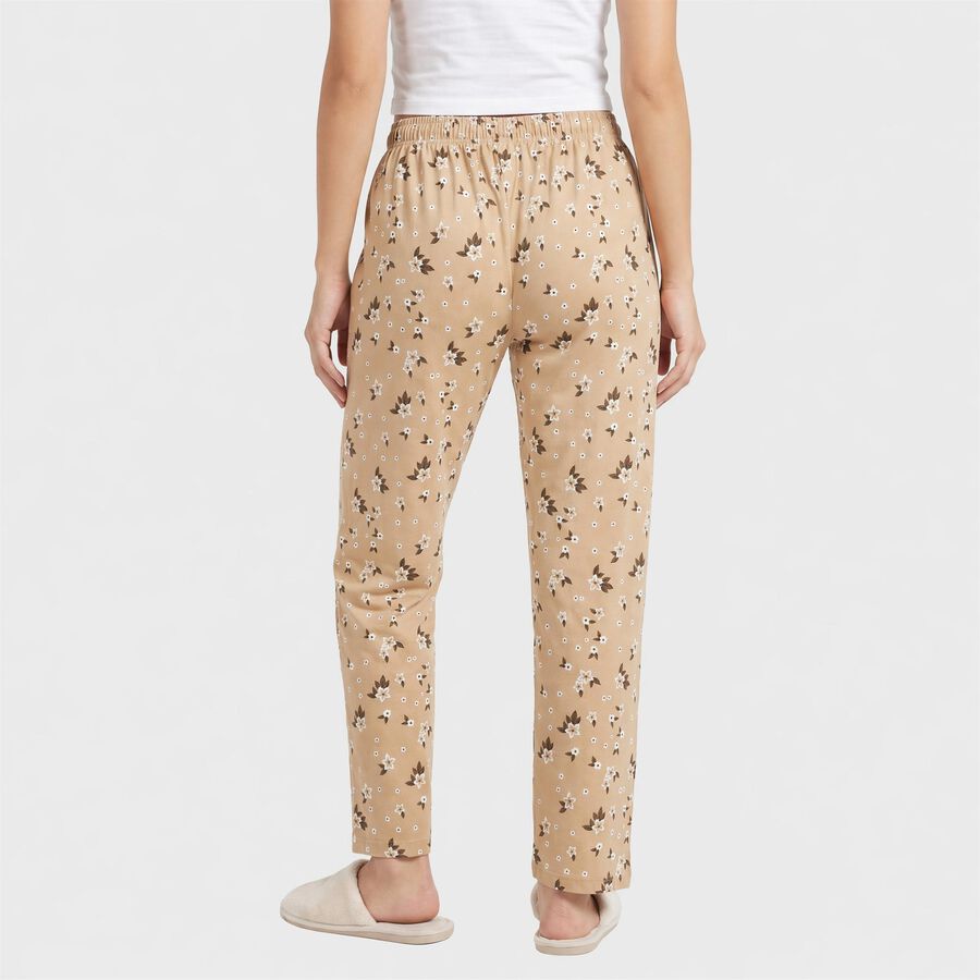 Women's Beige Straight Fit Floral Printed Cotton Blend Pyjama, गहरा पीला, large