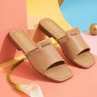 Women's Beige Embellished Slip-On Slide Sandals, Beige, small