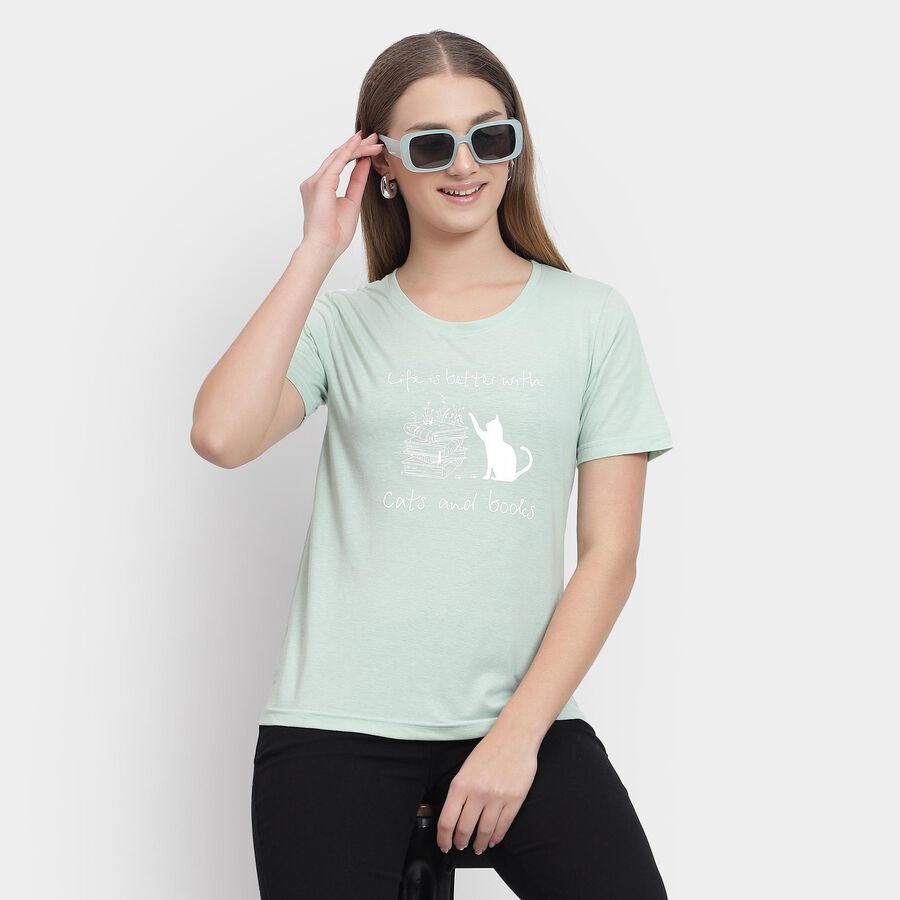 Ladies' Round Neck T-Shirt , Light Green, large image number null