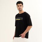 Men's Smoky Graphite Black Cotton Round Neck Streetwear T-Shirt, Black, small