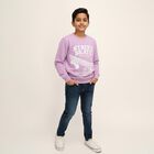 Boys Light Purple Crew Neck Graphic Sweatshirt, लाइलेक, small image number null