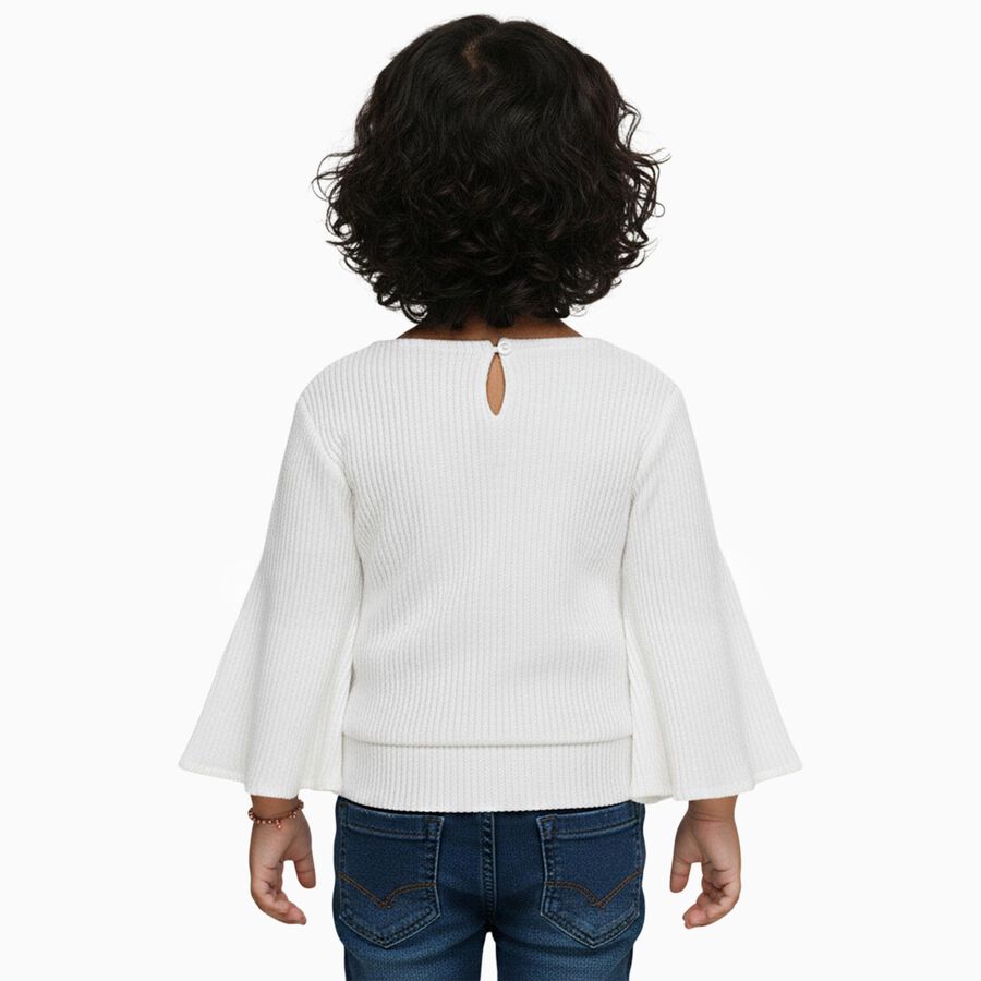 Girls Snow White Round Neck Casual T-Shirt, White, large image number null