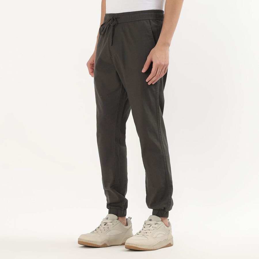 Men's Slim Fit Casual Trousers, गहरा हरा, large