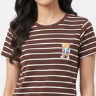 Women's Brown Round Neck Regular T-Shirt, Brown, small