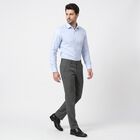 Men's Grey Slim Fit Checked Formal Trousers, Dark Grey, small