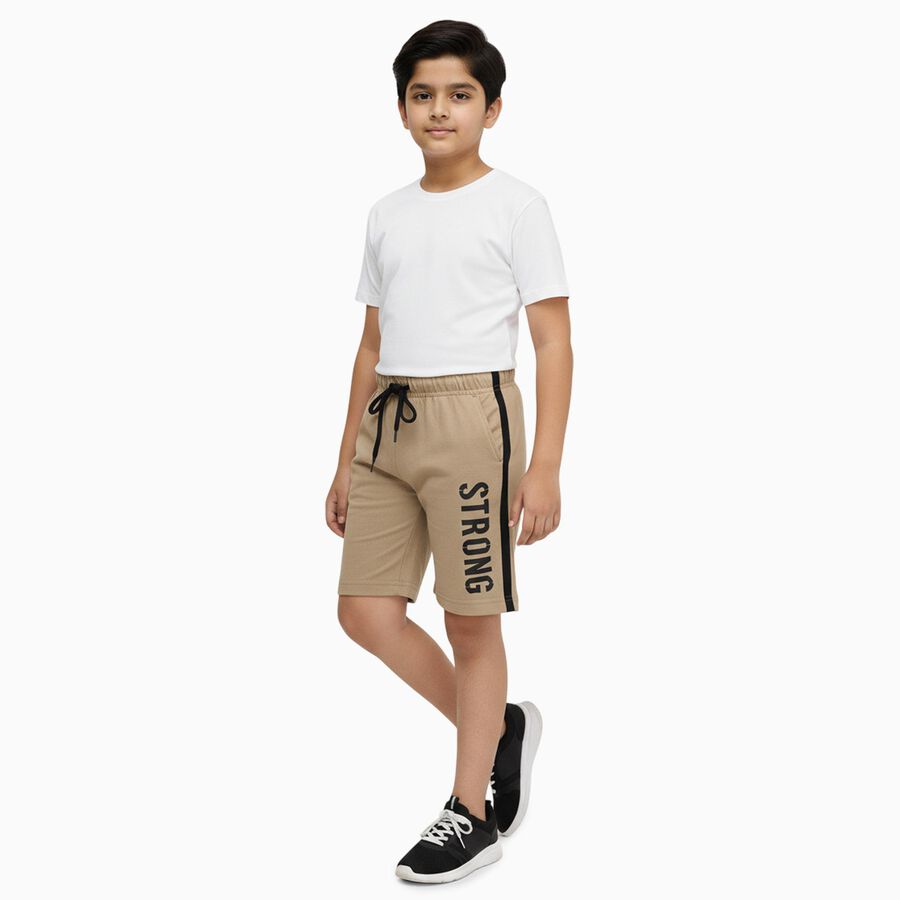 Boys' Cotton Blend Bermuda Shorts, Beige, large