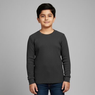 Boys Charcoal Grey Round Neck Thermal