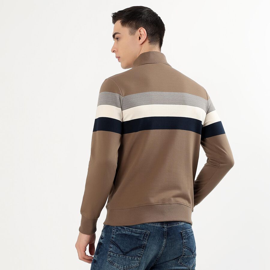 Men's Muted Olive Green Zip Neck Casual Sweatshirt, Olive, large image number null