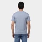 Men's Blue Round Neck Casual T-Shirt, Sky Blue, small