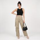 Women's Beige Straight Fit Cargo Trousers, Beige, small