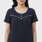 Women's Navy Blue Round Neck Maxi and Gown Nighty, Navy Blue, small