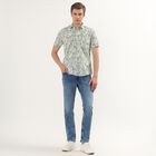 Men's Light Green Cotton Half Sleeve Spread Collar Casual Shirt, Light Green, small