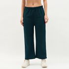 Women's Deep Teal Relaxed Fit Textured Harem Pants, Teal Blue, small
