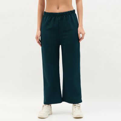 Women's Deep Teal Relaxed Fit Textured Harem Pants