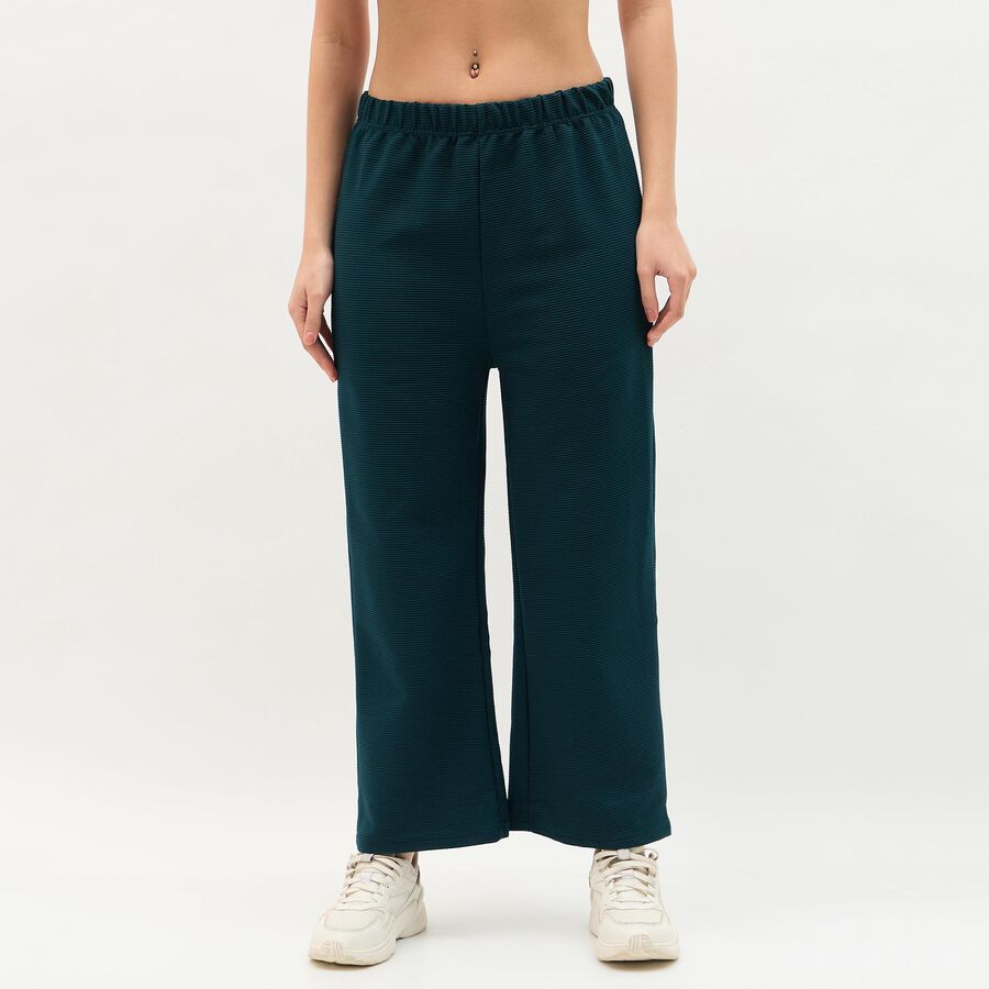 Women's Deep Teal Relaxed Fit Textured Harem Pants, Teal Blue, large