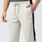 Men's Grey Tapered Fit Side-Striped Track Pants, हल्का ग्रे, small