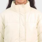 Girls' Beige Stand Collar Puffer Jacket, गहरा पीला, small