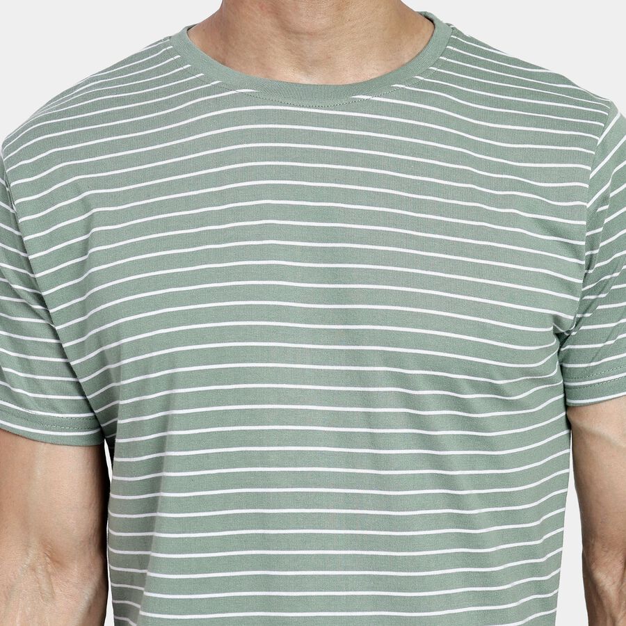 Men's Round Neck Half Sleeves T-Shirt, Light Green, large image number null