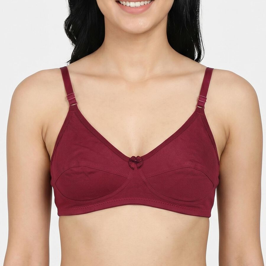 Women's Wine Cotton V Neck Bralette Bra, Wine, large