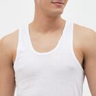 Men's White Cotton Sleeveless Vest, सफ़ेद, small image number null
