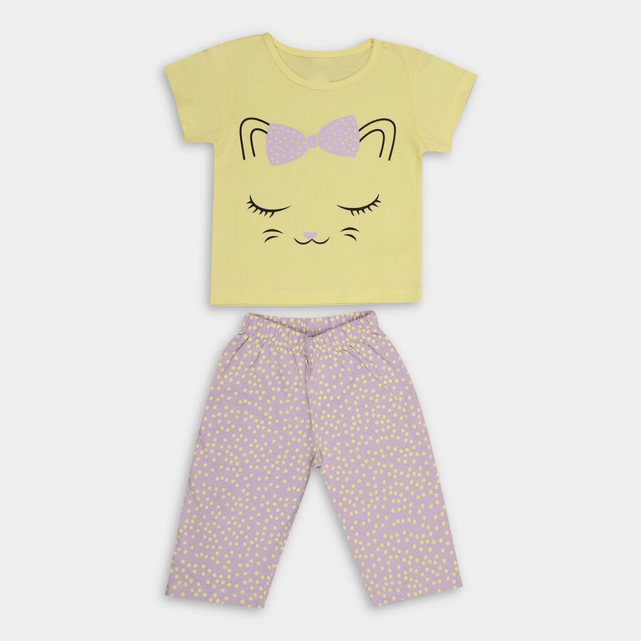Girls' 100% Cotton Capri Set, Yellow, large image number null