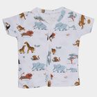 Infants White Cotton V-Neck Casual T-Shirt, White, small