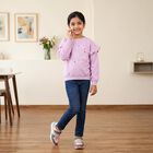 Girls' Lilac Crew Neck Pullover Sweatshirt, लाइलेक, small
