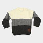 Infants Grey Crew Neck Knitted Design Pullover, चारकोल, small