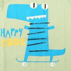Boys' Mint Green Cotton Blend Round Neck Regular Boys T-Shirt, Light Green, small