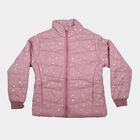 Girls Pink Stand Collar Puffer Jacket, गुलाबी, small