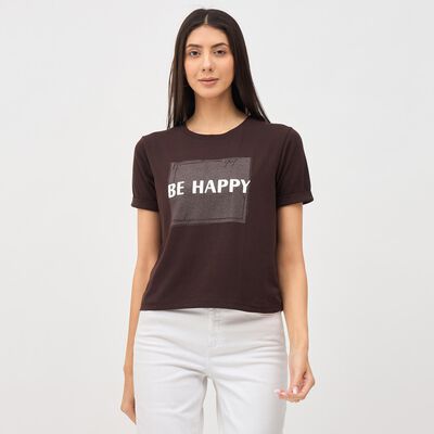 Women's Deep Chocolate Brown Round Neck T-Shirt