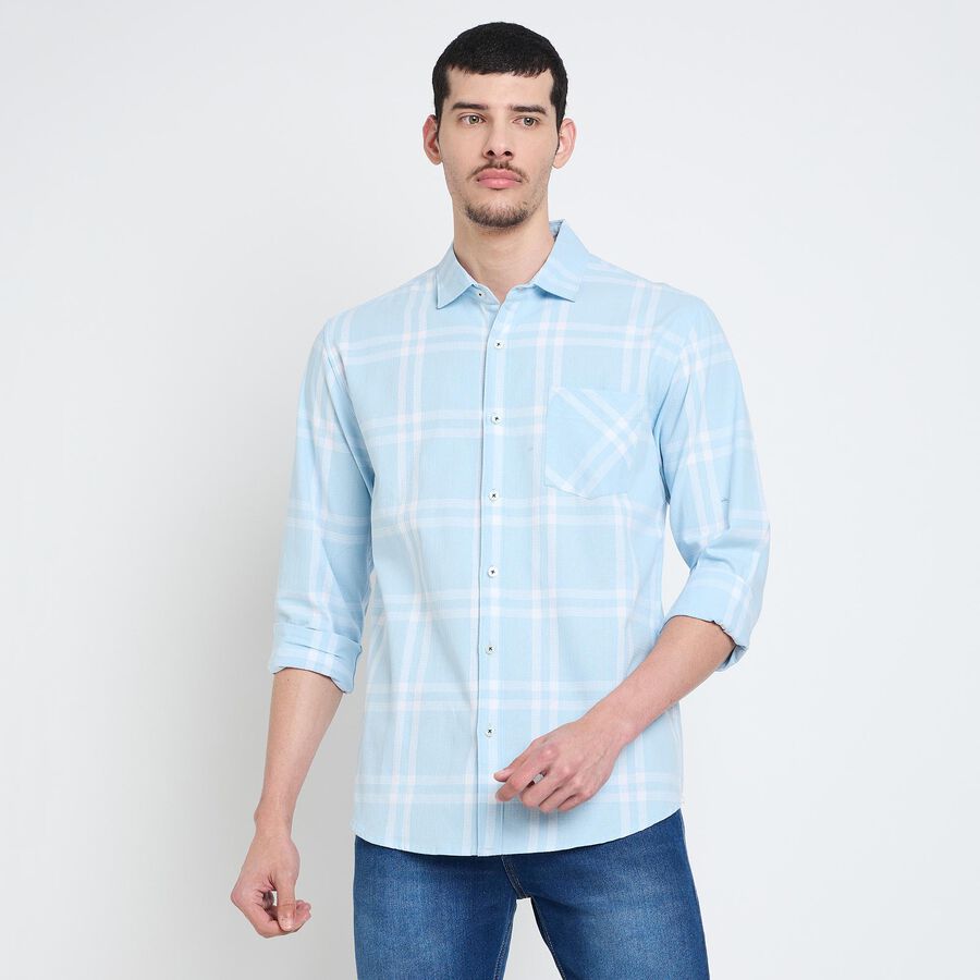 Men's 100% Cotton Casual Shirt , Light Blue, large image number null